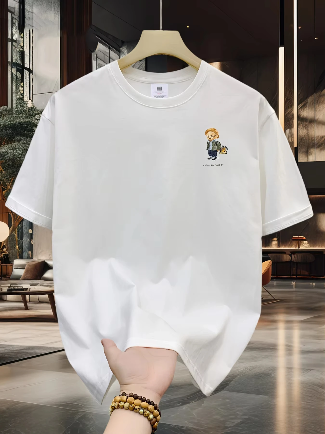 Men's Cotton T-shirt Summer Loose Size Fashions Cartoon Pattern Printed Casual And Comfortable Round Neck Short Sleeved  Top