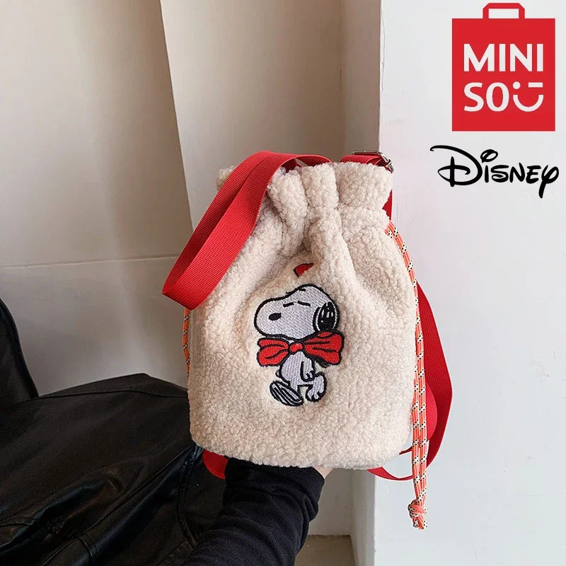 MINISO-Disney-Serie-Snoopy-Cartoon-Plush-Drawstring-Bucket-Bag-Leisure ...