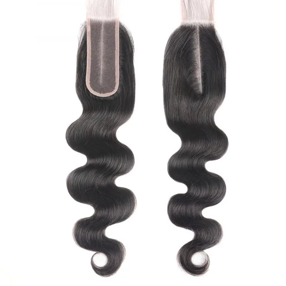 Body Wave 2&times;6 4x4 Transparent Lace Closure Human Hair 6&times;6 5&times;5 Lace Closure 360 Full Frontal Natural Black Color