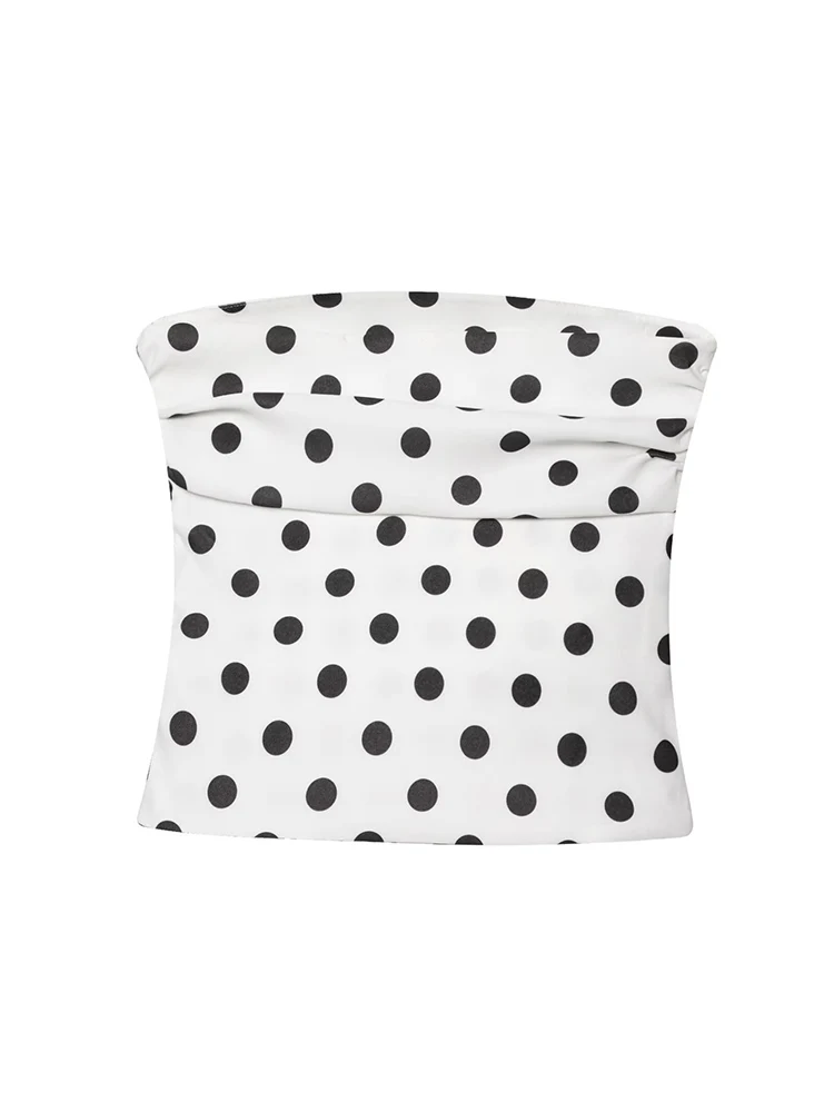 TFMLN Tube Tops For Women Clothes Polka Dot Print Off Shoulder Strapless Sleeveless Tank Top Fashion Slim Club Streetwear