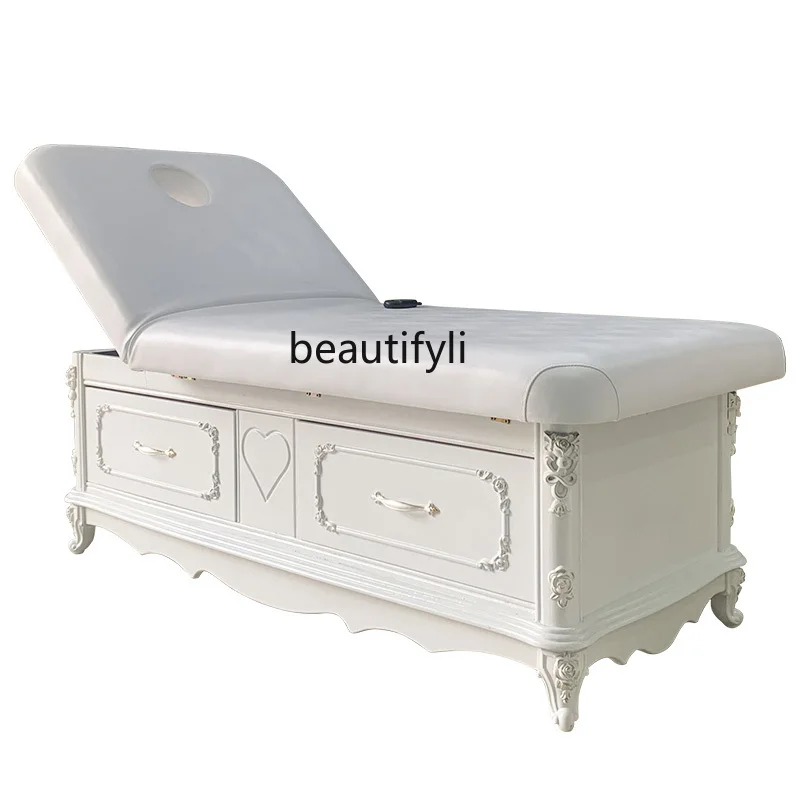 European-Style High-End Solid Wood Electric Beauty Bed Beauty Salon Special Massage Therapy Massage Bed Home Body Spa hanging real fire cast iron european special shaped villa hotel high end stove wood burning stove hanging fireplace