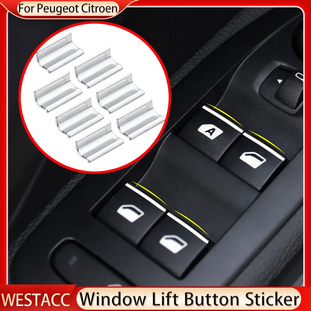 Lift Button Sticker Car Window Lift Switch Button Sticker Sequin for Peugeot 208 301 508 ...