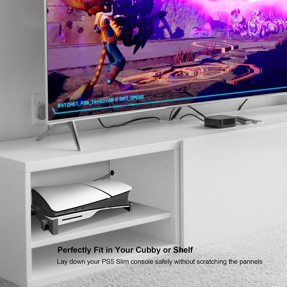 PS5 프로 슬림 스탠드 게임 콘솔 수평 스탠드, 플레이스테이션 5 프로 슬림 에디션 베이스 거치대, 블랙 또는 화이트