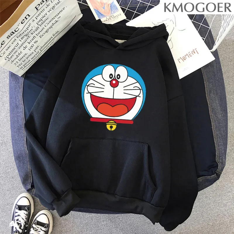 

Kawaii Hoodie Summer New Korean Men/Women Doraemon Loose Cartoon Print Swearshirt Long-sleeve Shirt Fashion Bottoming Kids Tops