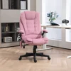 Homcom 6 Point Vibrating Massage Office Chair with Heat with Reclining Backrest, Padded Armrests and Remote, Pink 1