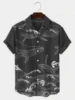 Hawaiian Men's Short Sleeve Shirt Whale Spray Print Beach Fashion Lapel Top 2024 New Large Size Casual 1