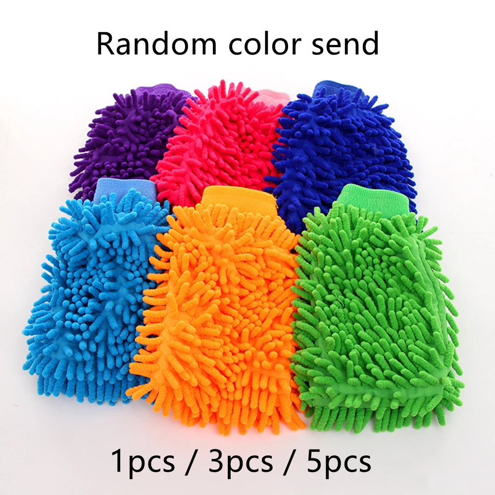 Car Cleaning Gloves Car Wash Gloves Chenille Coral Fleece Gloves Washing Wiper Car Cleaning Towel Auto Dust Washer Mitt Cleaning Accessories