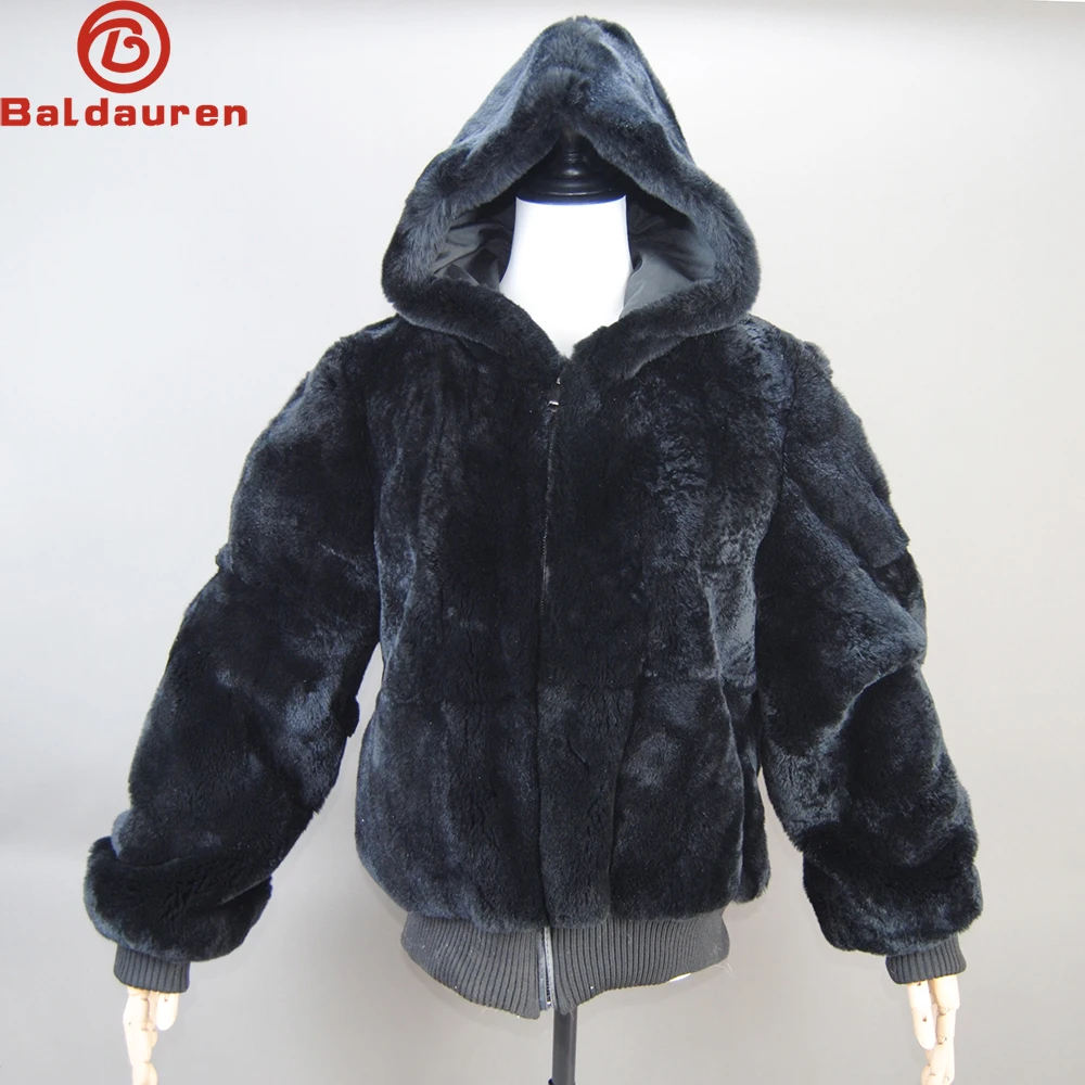 2024 Whole Skin High Quality Rabbit Fur Jacket Women\'s Rabbit Fur Coat Natural Wholeskin Fur Coat Hooded Fashion Rabbit Fur Coat