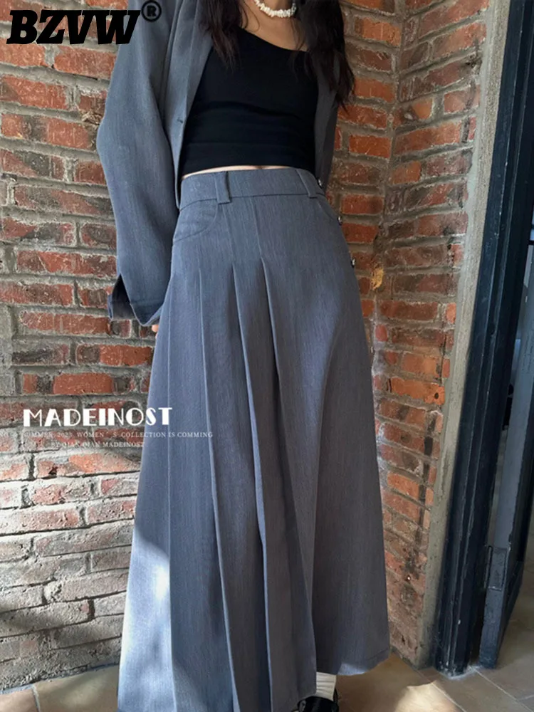 

BZVW Pleated Designer Skirt Women's Trend 2023 Spring Autumn Fashion Versatile Temperament Novelty Casual A-line Skirts Female