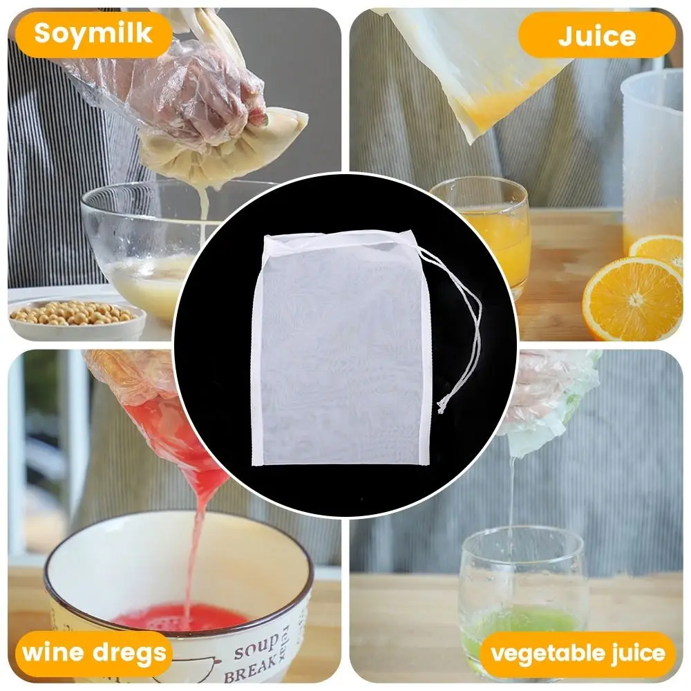 Nylon Soy Milk Filter Bag White Reusable Coffee Juice Tea Filter