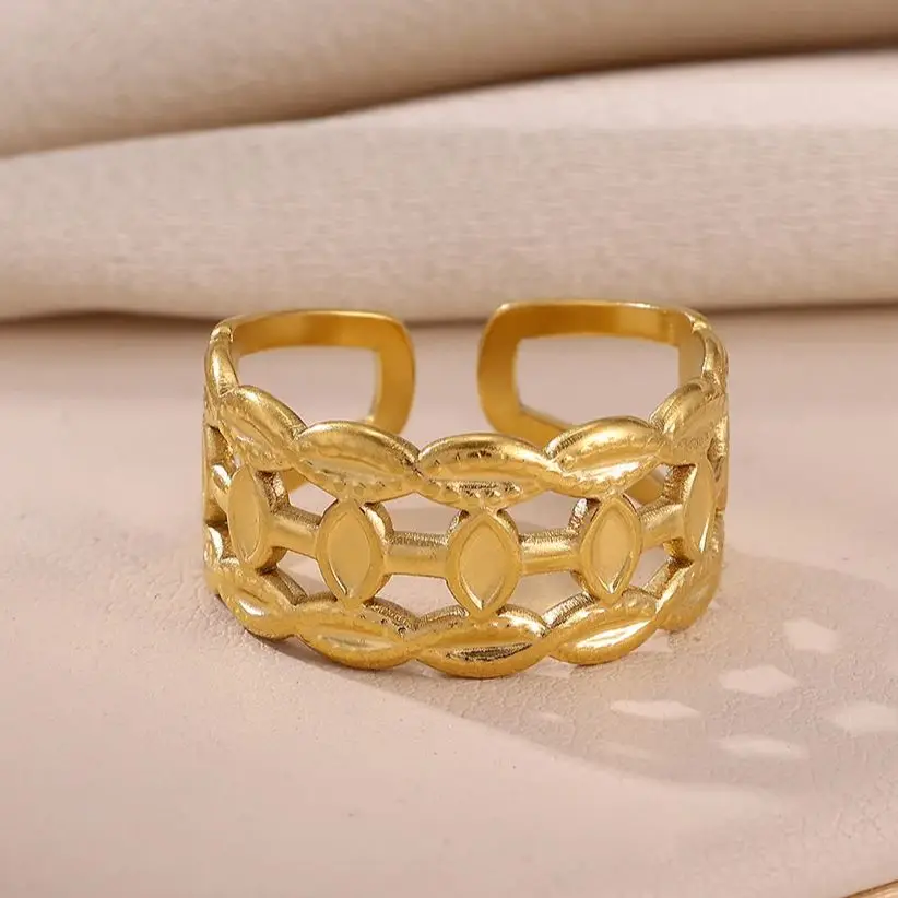 Hollow Out Ancient Coin Rings Stainless Steel Geometric