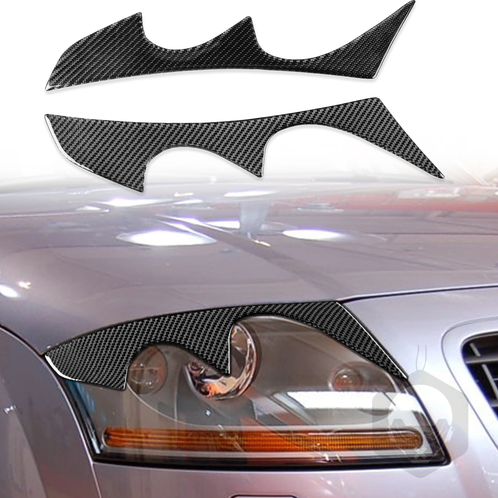 

2 Pcs Carbon Fiber Car Headlights Eyebrow Eyelids Trim Cover For Audi TT Mk1 1998-2006 Car Stickers Eyelids Trim Cover