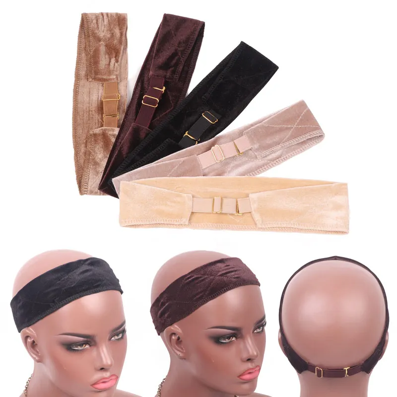 Nunify 5Pcs Velvet Wig Head Bands For Women Glueless Stretch Nude Grip Band  For Wig Breathable Wig Headband For All Day Wear