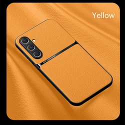 Premium PU Leather Magnetic Protective Case - Hard Back Shell Cover for Samsung A36 5G (Yellow)