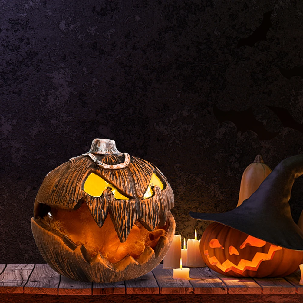 Animated Pumpkin Halloween Decoration with Red Eyes