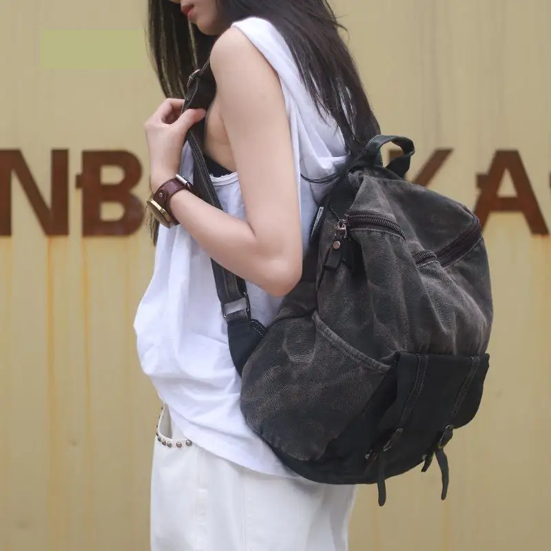 2023 New Fashion Retro Splice Personalized Casual Large Capacity Commuter Travel Durable And Dirty Resistant Backpack For Women