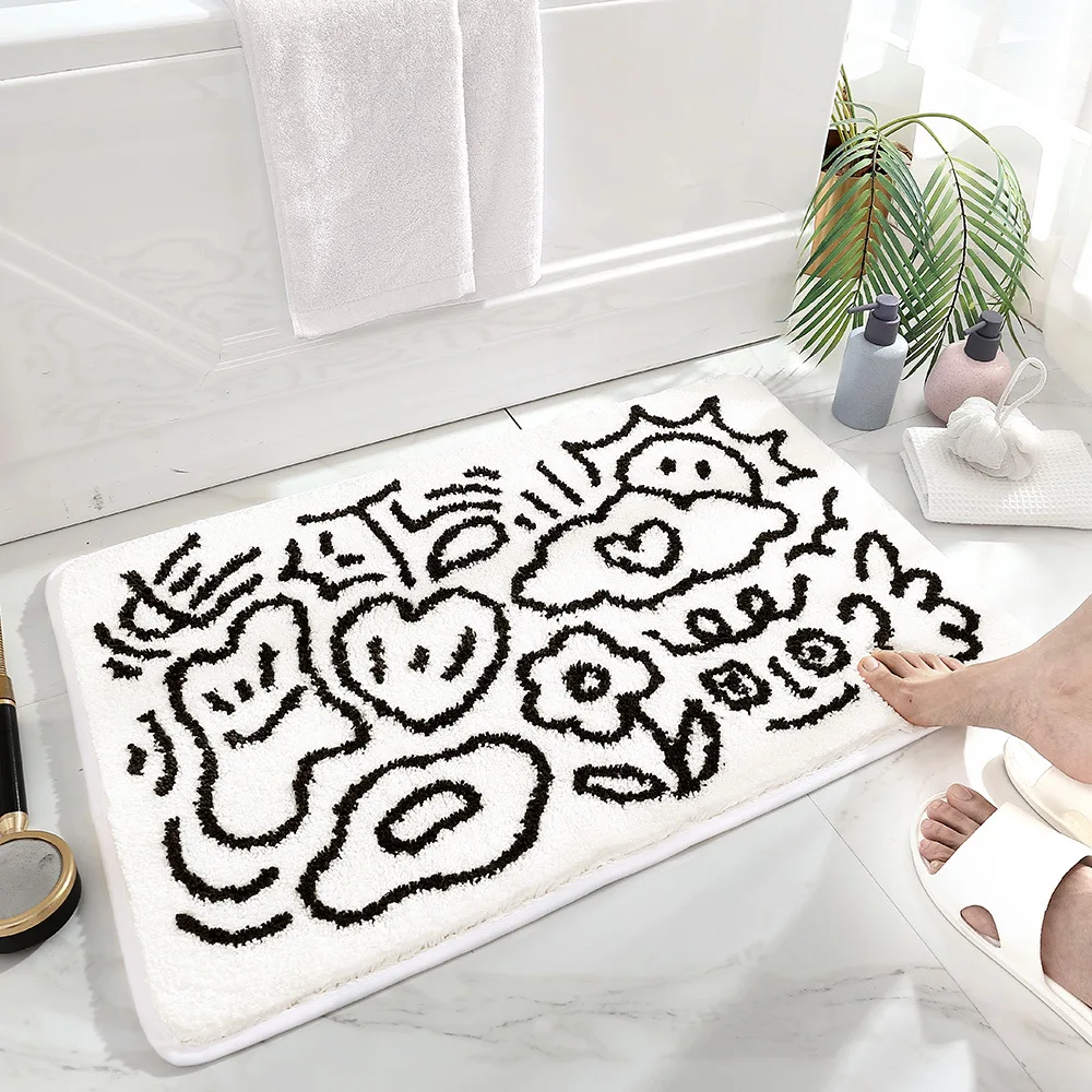 

Messy Graffiti Soft Tufted Bath Mat INS Home Decor Living Room Bedroom Carpet Non-slip Absorbent Bathroom Kitchen Toilet Doormat