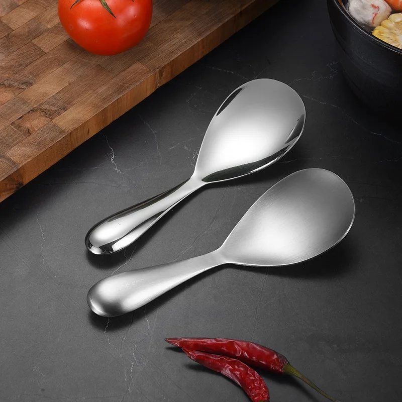 304 Stainless Steel Rice Spoon Thick Serving Scoop Non-stick Shovel Cooker Spatula High-temperature Resistant Kitchen Utensils