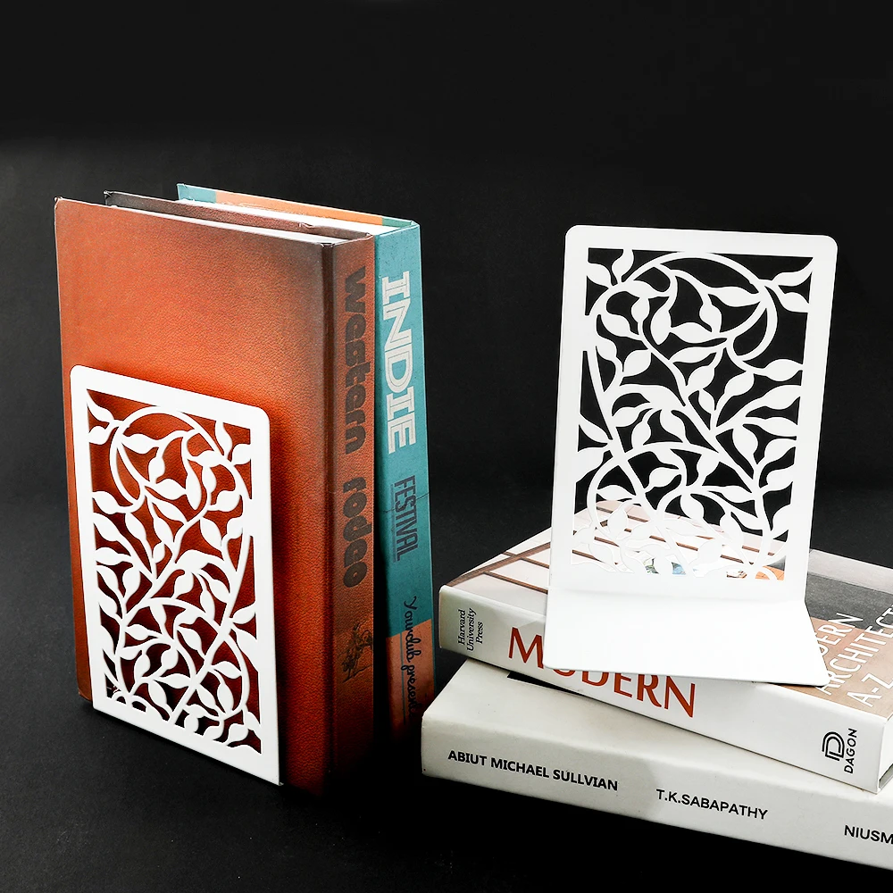 Hollow-out Metal Bookends Hourglass Design Metal Bookends for Home Office Decorative Book Stoppers Book Holders 5