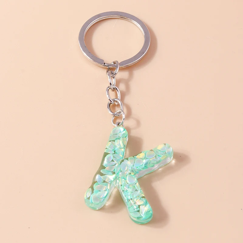 Modischer Bunter 26-Buchstaben-Alphabet-Schlüsselanhänger für Autoschlüssel Souvenir-Geschenke für Frauen Männer Handtaschenanhänger Schlüsselringe DIY-Accessoires – Detail 14