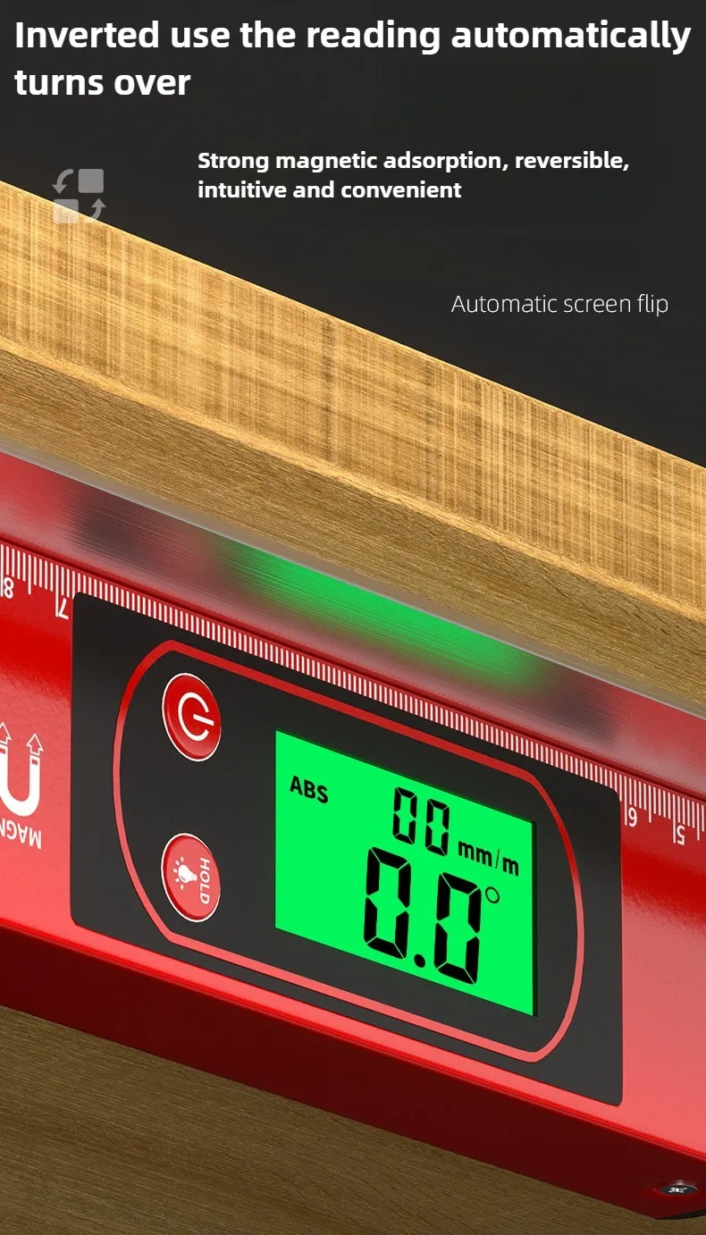 30/40/50cm Electronic Digital Display Level Ruler Magnetic Angle Meter Aluminum Alloy Level Protractor Inclinometer 90 Degree