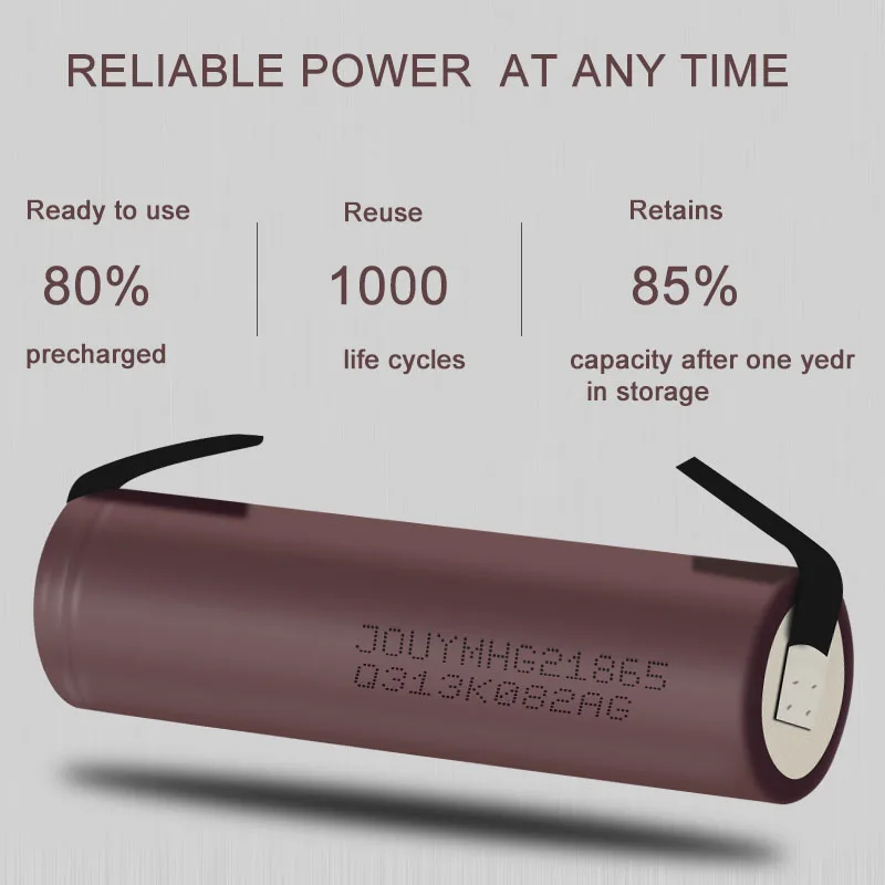Bateria Recarregável do Poder da Descarga Alta do Lítio Tiras Soldadas do Níquel Hg2 18650 3000mah Hg21865 3.7v 20a - Image 2