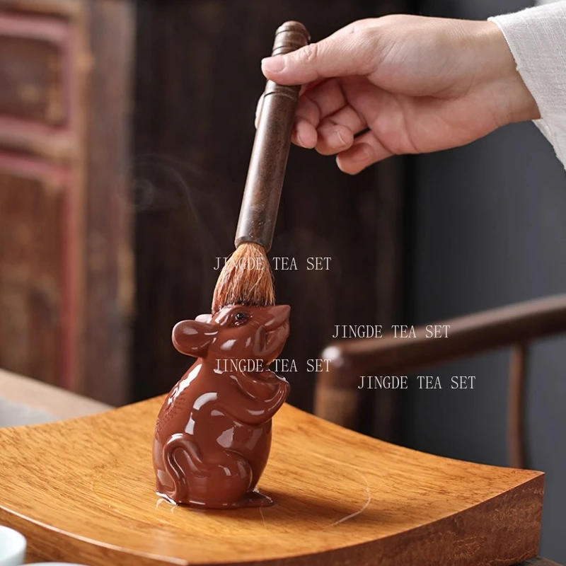Purple Clay Tea Pet Attracting Wealth and Wishful Decoration Tea Play Handmade Zodiac Tea Tray Decoration Teaset Accessories