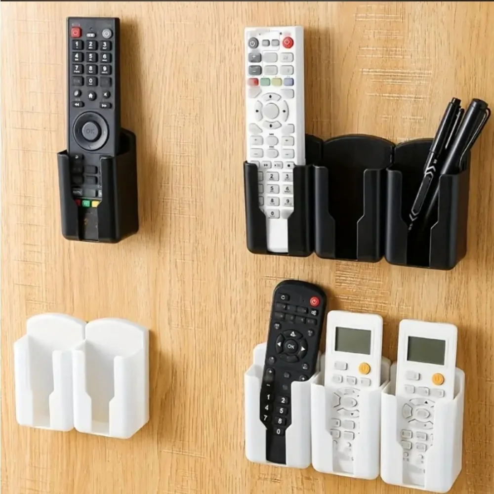 Durable plastic wall-mounted remote control bracket-TV and air conditioning remote control storage box, space-saving storage b