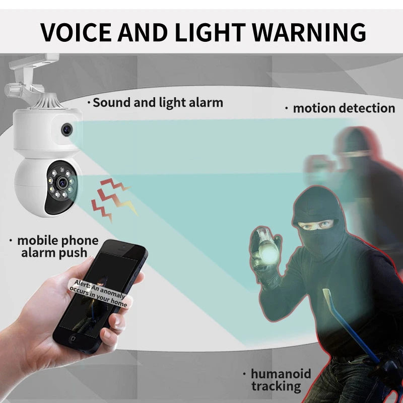 JIENUO Double Lens PTZ Wifi Camera IP Auto Track Security Full Color Dual Screen Infrared Nightvision HD Wireless Home Cam ICSee 6
