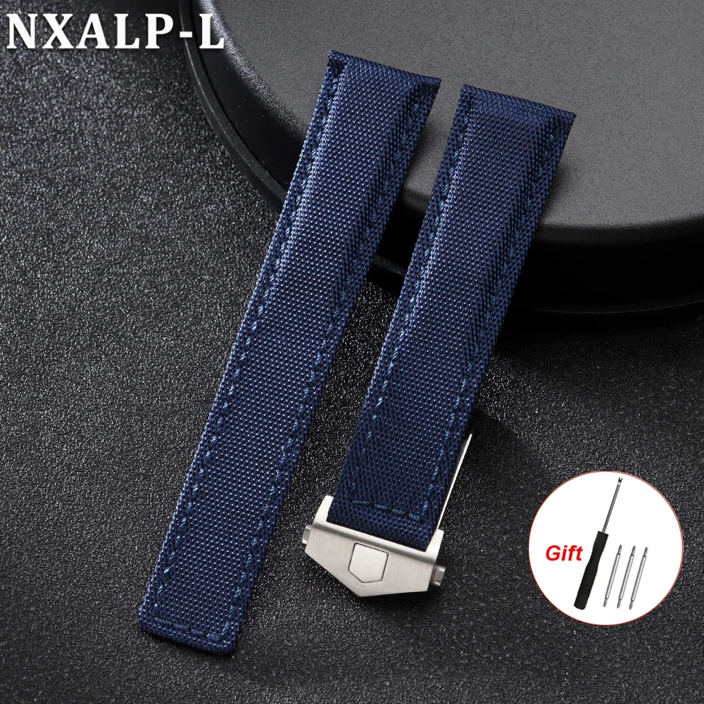 Durable Nylon Canvas Leather Watch Strap for Folding Buckle Bracelet