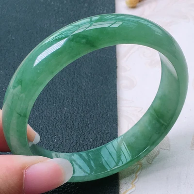 

Natural Burmese Green Jadeite 54mm-64mm Bracelet Elegant Princess Jewelry Best Gift for Girlfriend for Mom