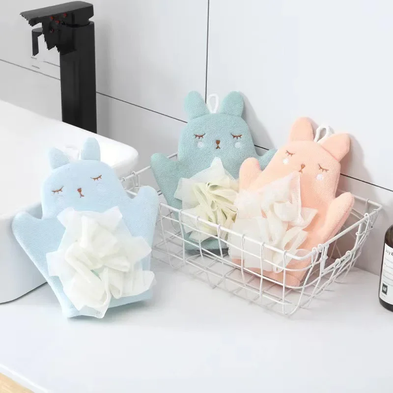 Cartoon Baby-Bath Gloves Cotton Bath Towel for Children Kids Cute Animal Bath-Brushes Comfortable Shower Sponge Bath Accessories