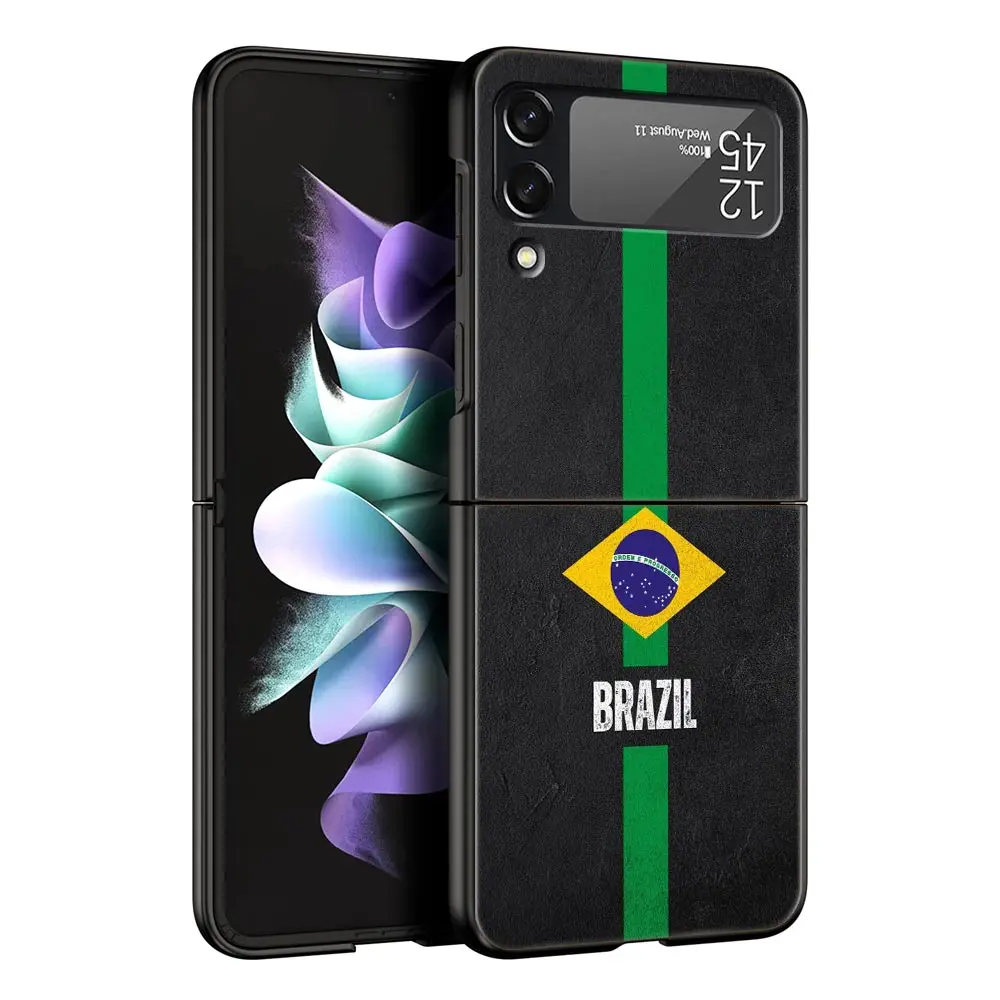 Brazil Flag Themed Black Folding Phone Case - Durable Hard Shell Cover