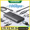 (RU) UGREEN Revodok 9-in-1 USB HUB Type-C to 4K60Hz HDMI 10Gbps USB C&A 1000Mbps RJ45 PD100W SD&TF for Laptop Accessories DELL 1
