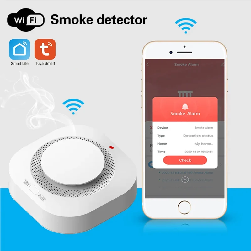 Wofea WiFi Smoke Detector Home Security Fire Alarm System Tuya Smart Smoke Sensor APP Message Push 95db Sound No Need Hub smoke alarm
