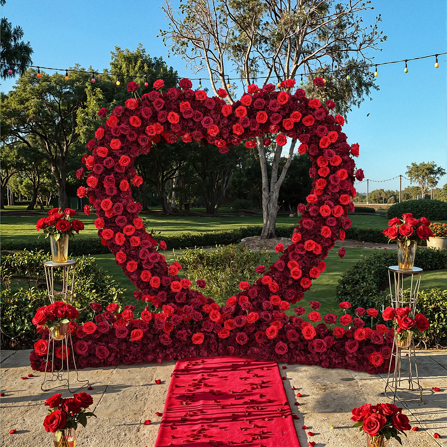 Uflower 5D Luxe Rode Hartvormige Bloem Rij Bloemstuk Bloem Stand Bruiloft  Achtergrond Decor Boog Party Rekwisieten \ufeff - AliExpress, image size:1500x1500