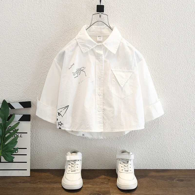 Boys Long Sleeve Shirt Autumn Fashionable Children's Clothes Casual Stylish Top Spring Baby Outfit Male Kids