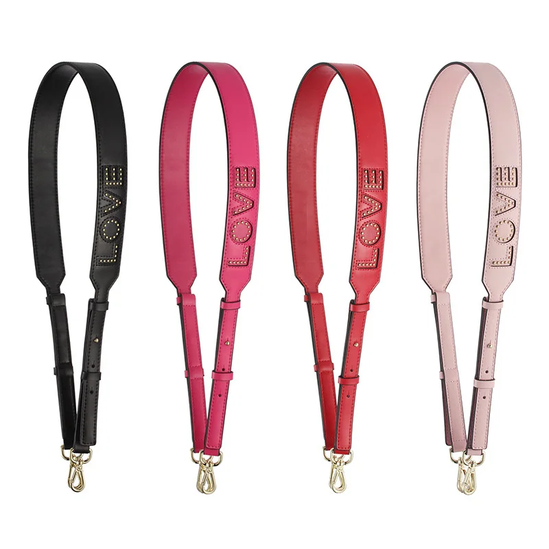 TINBERON LOVE Heart Rivet Wide Shoulder Bag Strap Cowhide Adjustable Bag Strap Handbag Handle Belt Strap Bag Part & Accessories