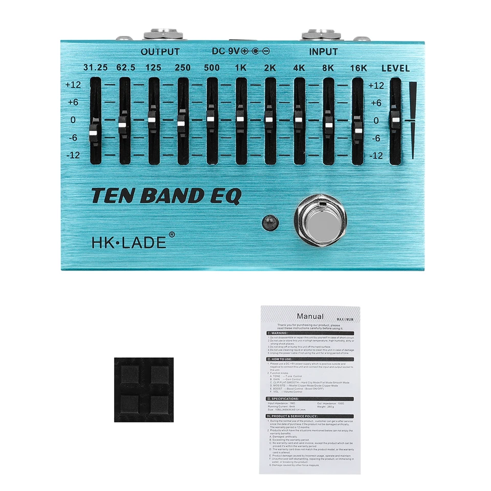 HK·LADE TEN BAND EQ Equalizer Guitar Effect Pedal 31.25Hz-16kHz 10