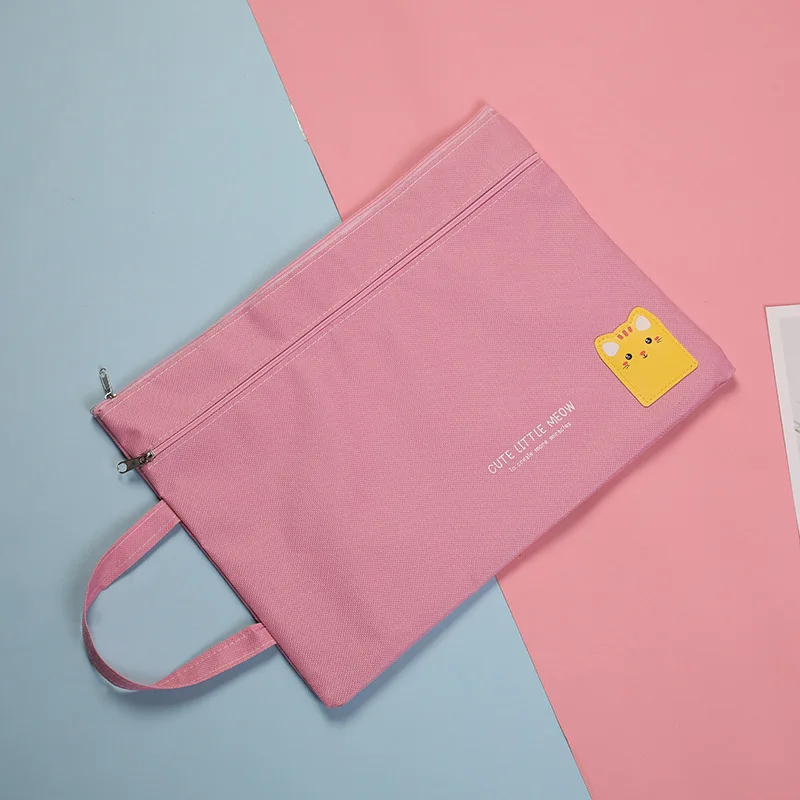 1pc A4 Size File Folder Bag Documents Stationery Books Storage Bag Pouch School Office File Holder Zipper