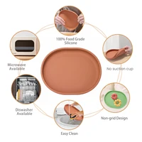 Baby Safe Silicone Dining Plate Suction Cartoon Children Dishes Feeding Toddler Training Tableware Retro Kids Smile Face Plate 2