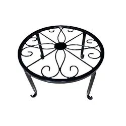 Vintage Heavy Duty Cast Iron Metal Flower Pot Holder for Indoor and Outdoor Use (Black)