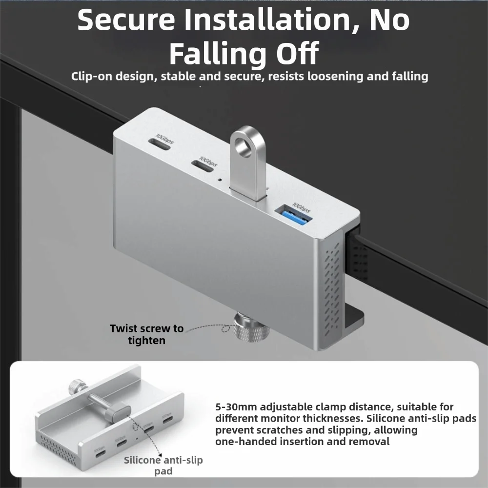 클립 디자인 USB3.2/3.0/2.0 USB 허브 클램프 5Gbps 범용 외부 고속 허브 전원 공급 장치 멀티 스플리터 데스크탑 PC