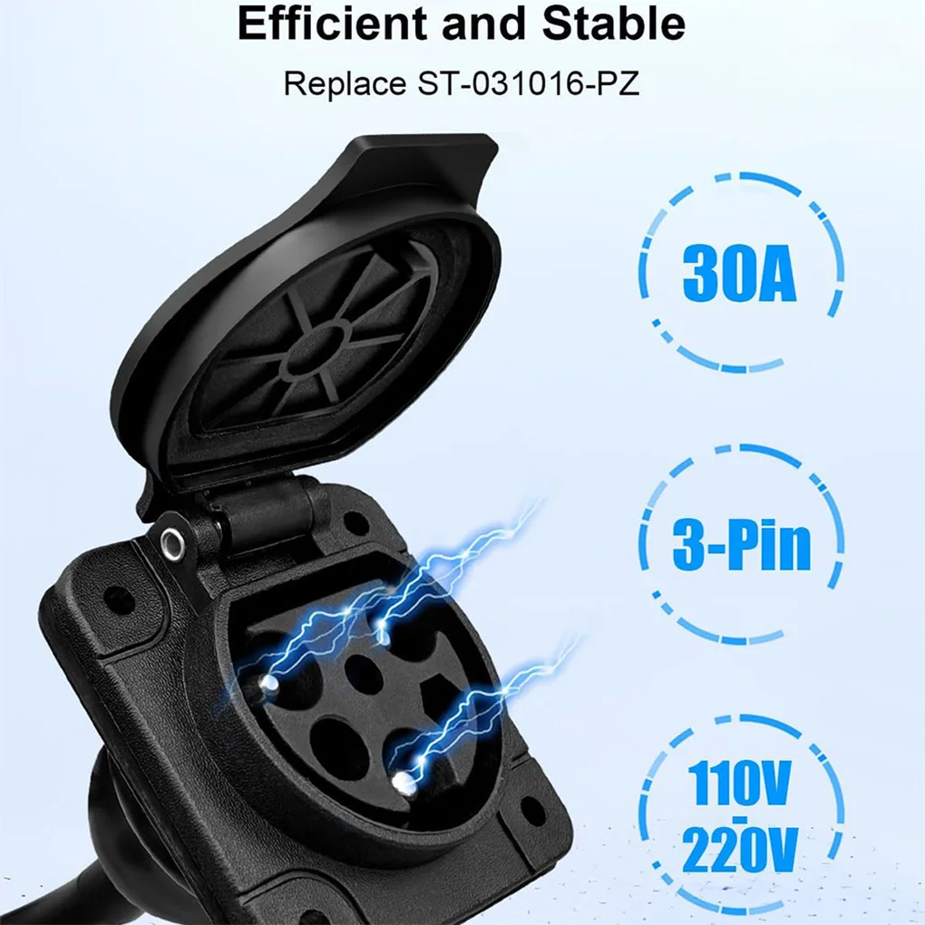 ST-031016-PZ Electric Golf Cart Charger Receptacles Head Replacement for Cart Charger Port 3 Pin Charge Cable 30A 110V-220V