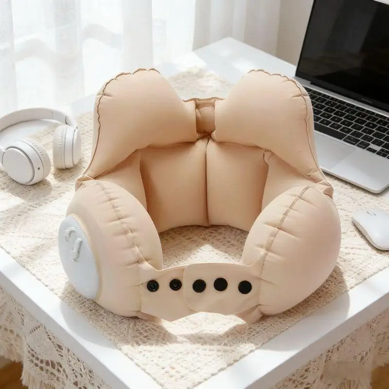 Compact Inflatable U-Shaped Travel Neck Pillow for Comfortable, Tilt-Free Rest