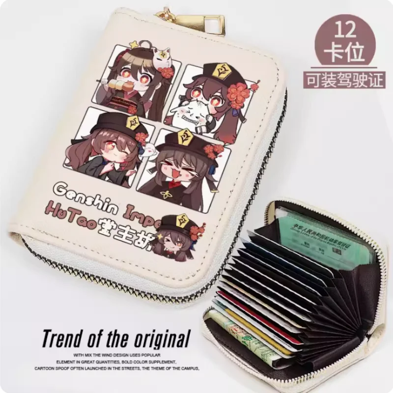 Anime Genshin Impact Hutao  Zipper Wallet Women Fold Bag Multi Card Coin Pocket Holder Fashion Wallet Gift