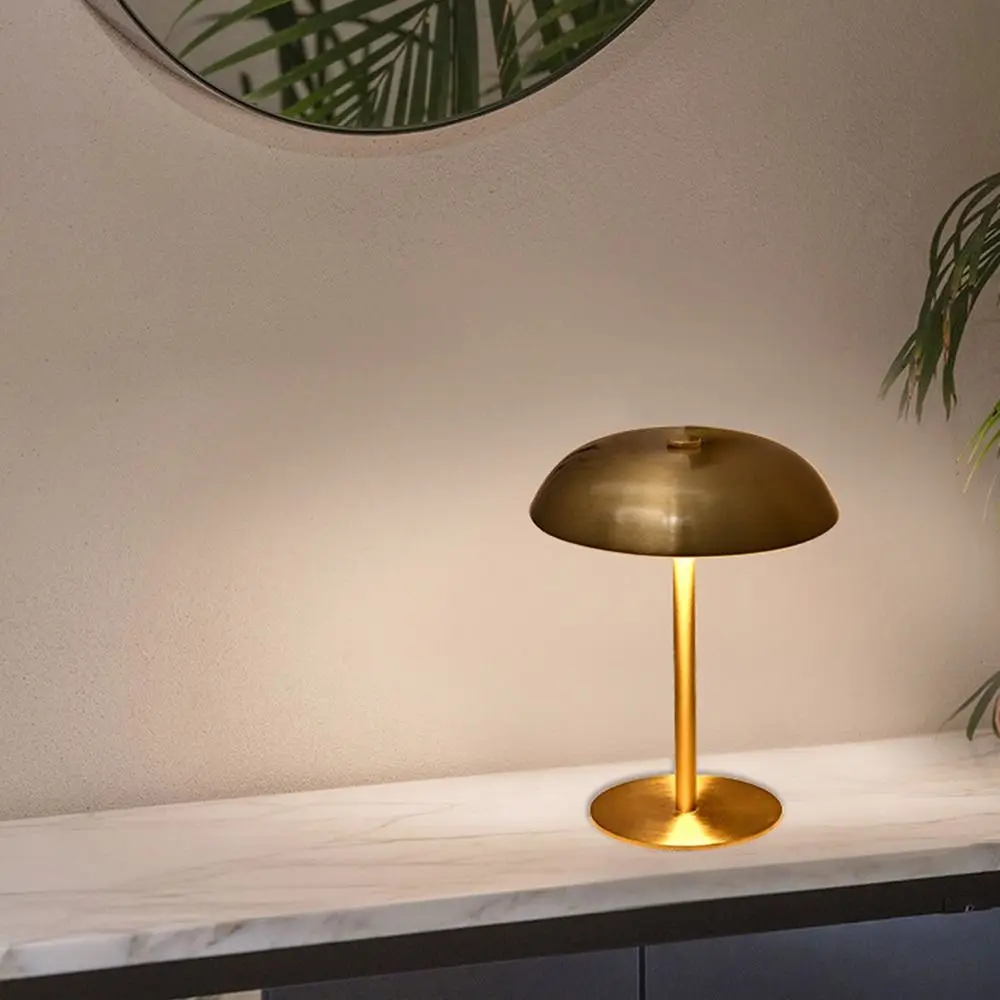 3-Color Lights Mushroom Table Lamp Touch Control Stepless Dimmable Metal Bedside Lamp Detachable Non-slip Bottom LED Desk Light