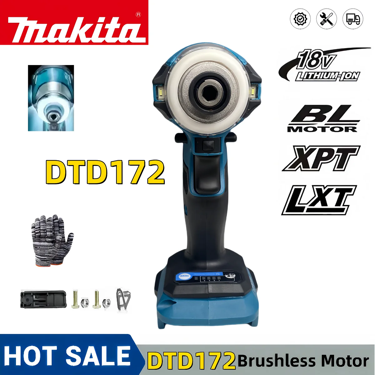 Makita DTD172 180 NM Cordless Impact Driver 18V LXT BL Brushless Power Tools Motor Electric Drill Wood/olt/T-Mode  Rechargeable images - 6