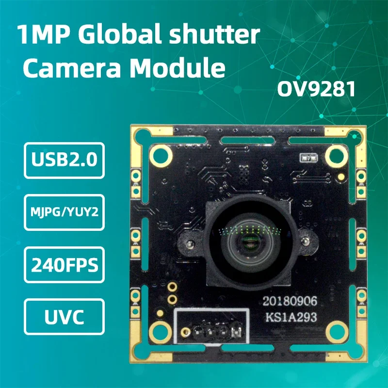 High-Speed HD 1 Million Pixel USB Monochrome Camera Module 240FPS Global Exposure Shutter Motion Capture for Electronics