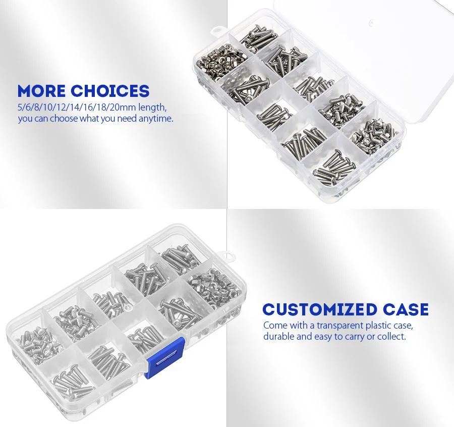 Soquete, Allen Parafuso Porca, M3 * 5-20mm, 340Pcs